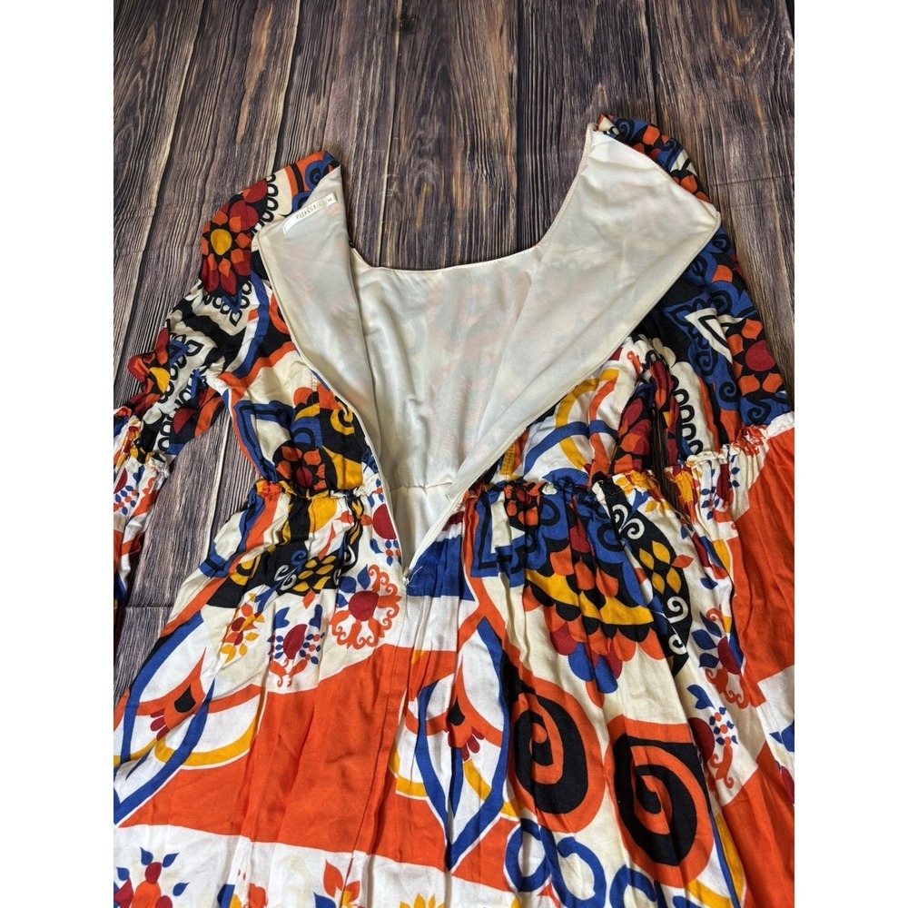 Pitanga Dress Womens M Multicolor Tiered Mini Long Sleeve Boho Chic Casual - Picture 15 of 16